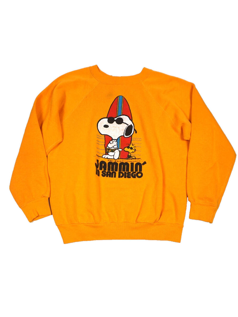 Vintage Peanuts Snoopy Joe Cool Sweatshirt Large 70s Surf San Diego California